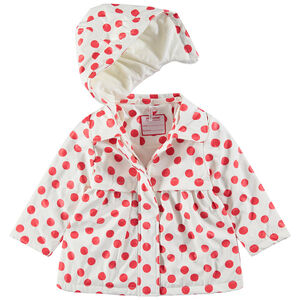 Cortavientos de goma con forro de lunares rojos all over 