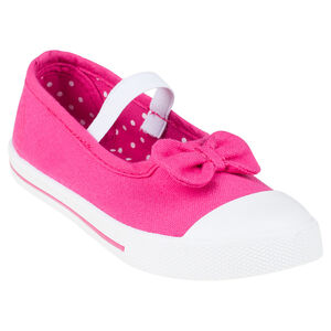 Zapatos merceditas con sujeción mediante elástico de tela con lazos 