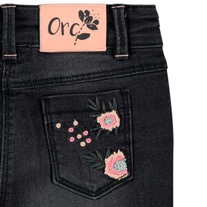 Vaqueros de efecto desgastado con flores bordadas  Main Vaqueros de efecto desgastado con flores bordadas