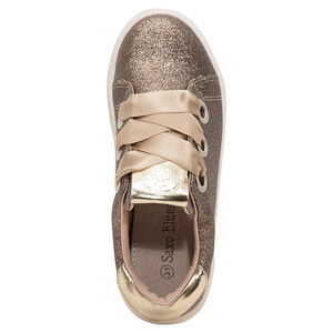 Zapatillas bajas brillantes con cordones de satén 