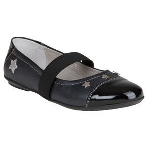 Zapatos merceditas con cinta elástica de cuero de color negro con remaches 