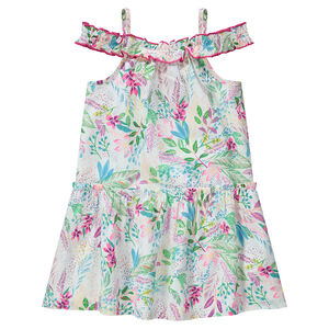 Vestido con hombros de punto calado con estampado floral all over  Main Vestido con hombros de punto calado con estampado floral all over