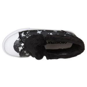 Zapatillas de deporte de caña alta de color negro con estampado con mariposas con pliegue de tela sherpa 