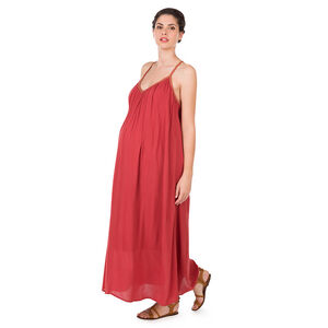 Vestido largo de premamá de crepé con tirantes de fantasía 