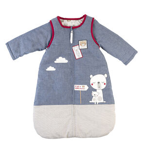 Saco de dormir en popelina y chambray con mangas extraíbles. 