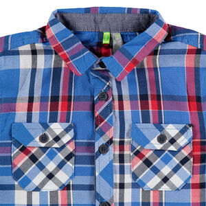 Camisa de manga larga con grandes cuadros en contraste 