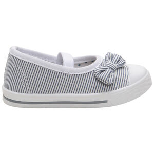 zapatos bébé en toile de rayas con hilos brillantes  y nudo 