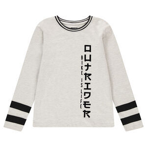 Júnior - Camiseta de manga larga de punto con estampado y cuello de fantasía 