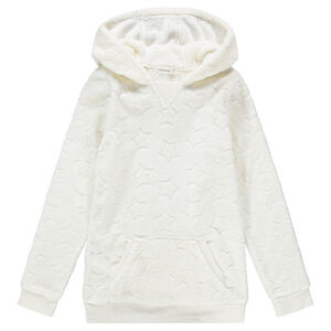 Sudadera con capucha de borreguillo y dibujo de relieve 