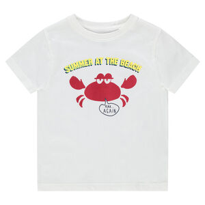 Camiseta de manga corta de punto con estampado de fantasía de estilo vacacional 