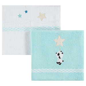 Lote de 2 toalla con estrellas y panda con bordado 