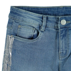 Júnior - Vaqueros slim de efecto desgastado con bandas plateadas  Main Júnior - Vaqueros slim de efecto desgastado con bandas plateadas
