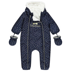 Combi-pilote à coeurs argentés all-over doublée sherpa 