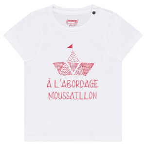 Camiseta de manga corta de punto con barco estampado 