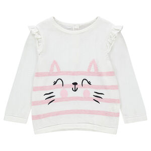 Jersey de punto con mangas con volantes 