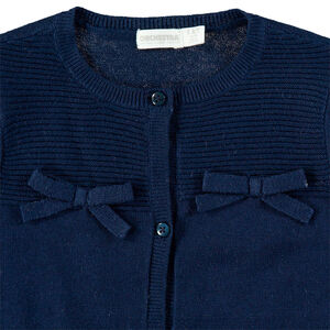 Chaqueta de punto azul marino con lazos planos del mismo color 