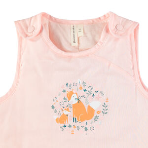 Saco de dormir sin mangas  rosa con estampado zorritos 