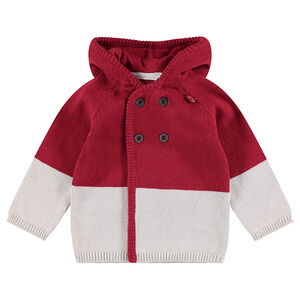 Chaqueta de punto bicolor con doble botón 