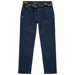 Pantalon slim uni à ceinture tressée amovible 