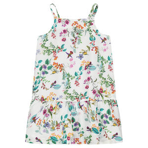 Vestido floral de tirantes con volante 