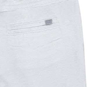 Pantalón de lino y algodón liso a media pierna 