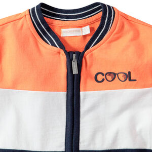 Chaqueta de felpa tricolor con estampados de fantasía 