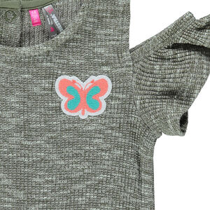 Combinaison longue à épaules dénudées et patch papillon 