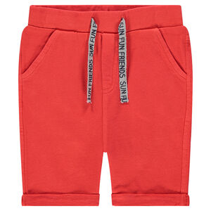 Bermudas de felpa lisa con cordones estampados 