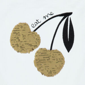 T-shirt  manches courtes à cerises en sequins magiques  Main T-shirt  manches courtes à cerises en sequins magiques