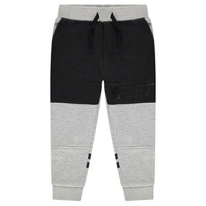 Pantalón deportivo de felpa bicolor con texto estampado  