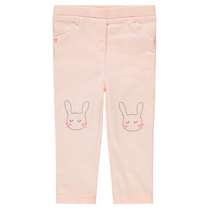 Jeggings de felpa con conejos bordados 