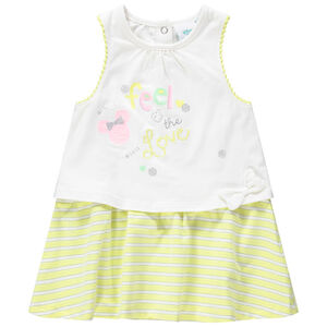 Vestido sin mangas con Minnie estampada Disney y brazo de rayas 