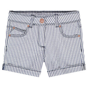Pantalón corto de tela con rayas verticales  Main Pantalón corto de tela con rayas verticales