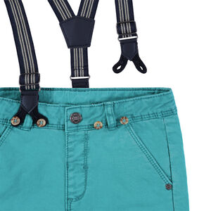 Pantalón de tela teñida con tirantes elásticos desmontables 