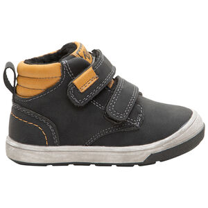 Botines con efecto cuero con velcro y collarín que contrasta 