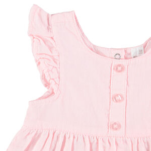 Conjunto con vestido de manga corta con volantes y pololo 