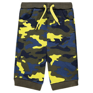 Bermudas con estampado militar de muletón. 