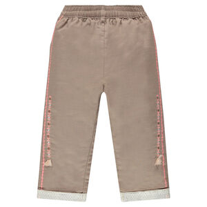 Pantalón de algodón de fantasía con bordados y borlas 