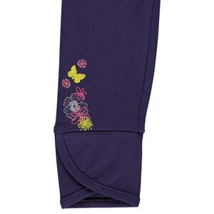 Leggings largos lisos con corte de fantasía y flores estampadas 
