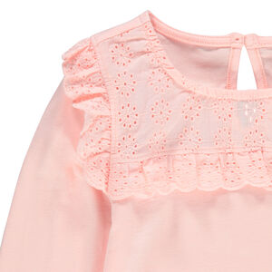 T-shirt manches longues à broderie anglaise 