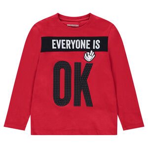 Júnior - Camiseta de punto de manga larga con mensaje estampado 