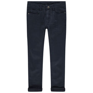 Pantalón con bolsillos liso con efecto desgastado y arrugado 