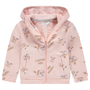 Chaqueta con capucha de felpa con cremallera y dibujo de fantasía  Main Chaqueta con capucha de felpa con cremallera y dibujo de fantasía