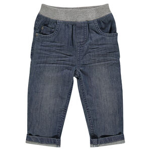 Jeans efecto usado cintura elástica 