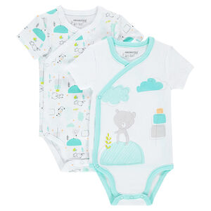 Juego de 2 bodies de punto de manga corta con ositos estampados 