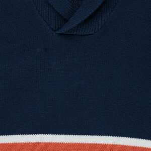Jersey de punto con rayas de jacquard que contrastan y cuello tipo chal 