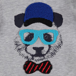 Sudadera de felpa con panda estampado y detalles de rizo 