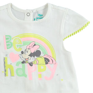 Conjunto con túnica con estampado de Minnie y leggings cortos de rayas 