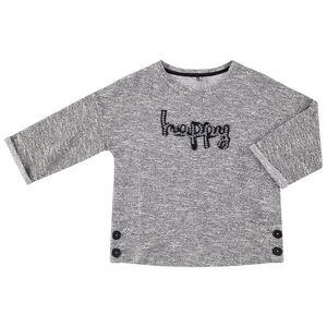 Júnior - Sudadera de felpa jaspeada con inscripción de lentejuelas  Main Júnior - Sudadera de felpa jaspeada con inscripción de lentejuelas