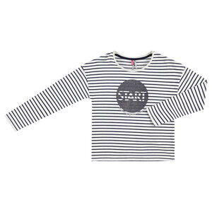 Júnior - Camiseta de punto de manga larga con rayas y estampado brillante 